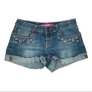 Vigoss Denim Jean Crystal embellished cuff shorts girls 12